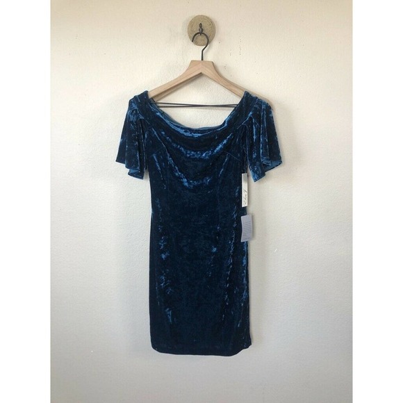 Eliza J Off The Shoulder Velvet Dress Size 2 - Picture 2 of 12